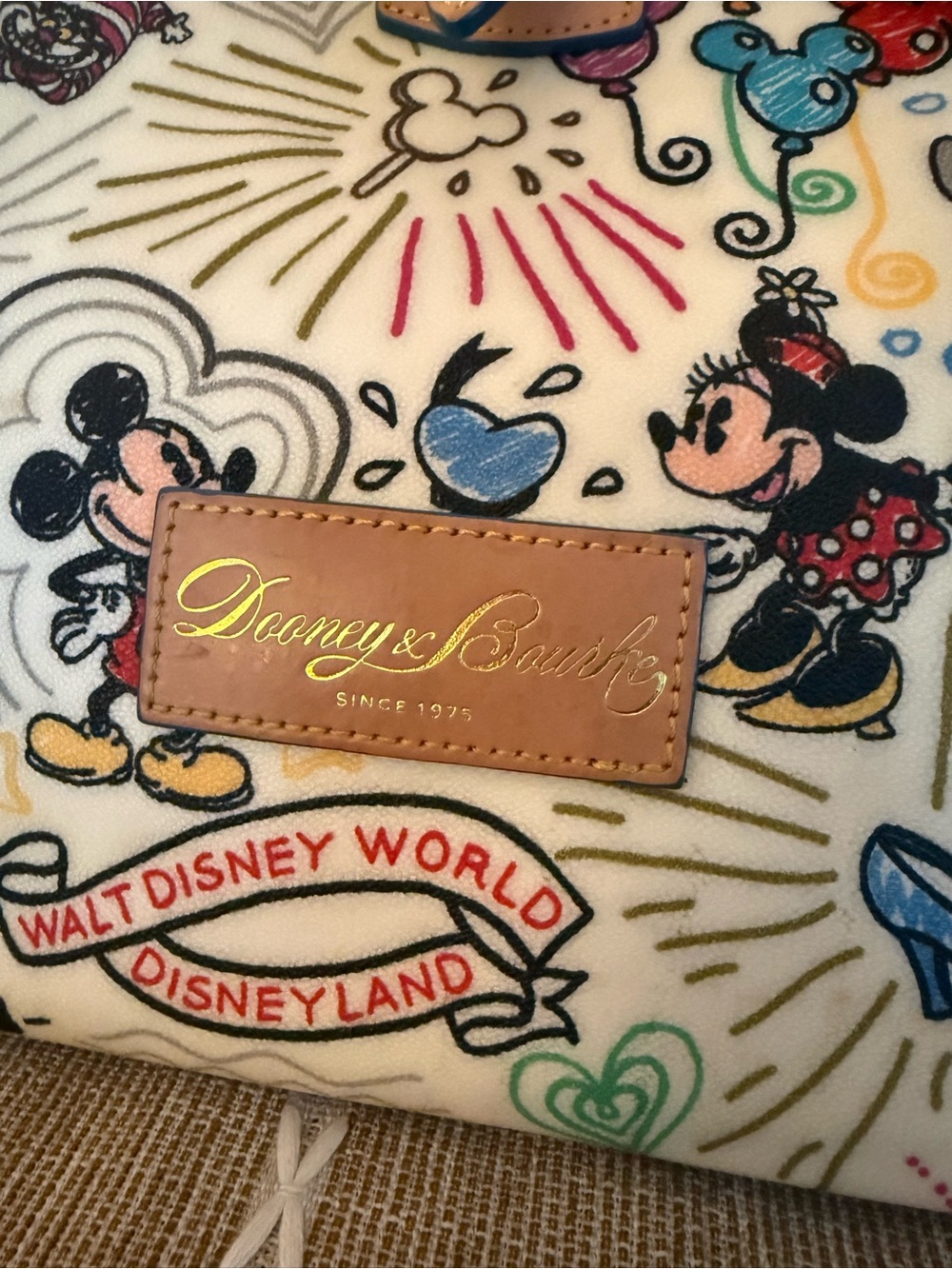 Dooney & Bourke Cream Canvas Disney Icon Tote with Tan Trim - Picture 4 of 10